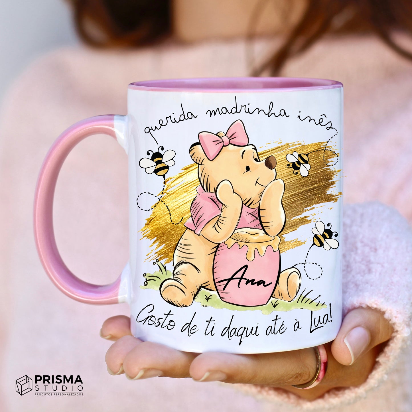 Caneca Rosa Personalizada Madrinha – Prenda Especial de Páscoa