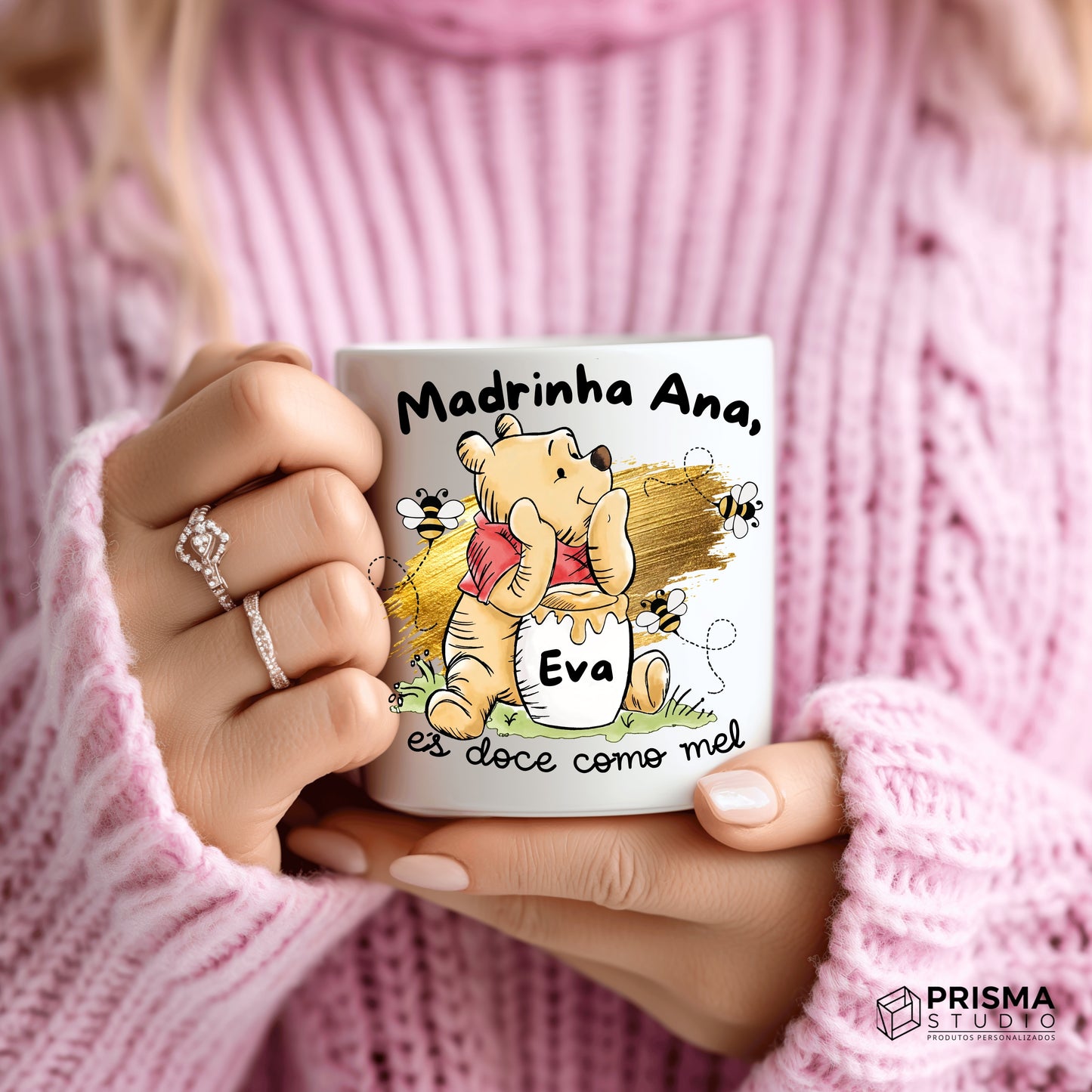 Caneca Personalizada Madrinha / Padrinho – És doce como mel