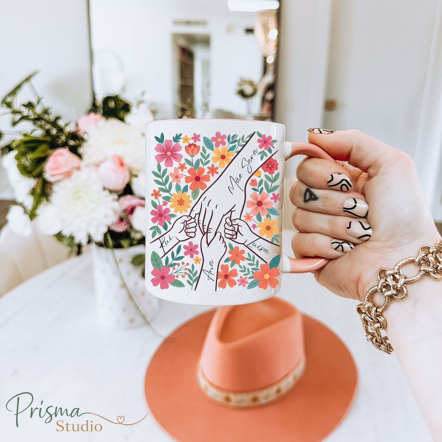 ✨ 🌸 Caneca Rosa ´´Laço Materno ''