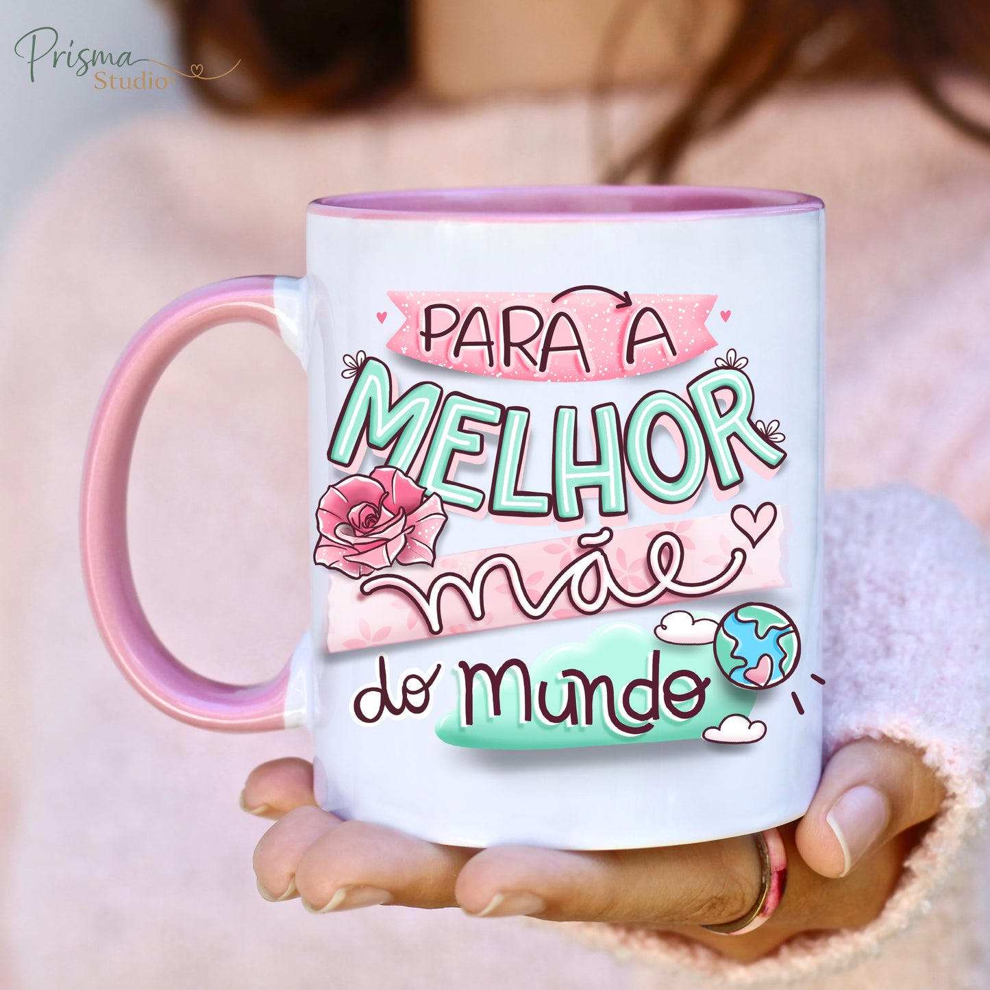 ✨ 🌸 Caneca Rosa ´´Melhor Mãe do Mundo ''