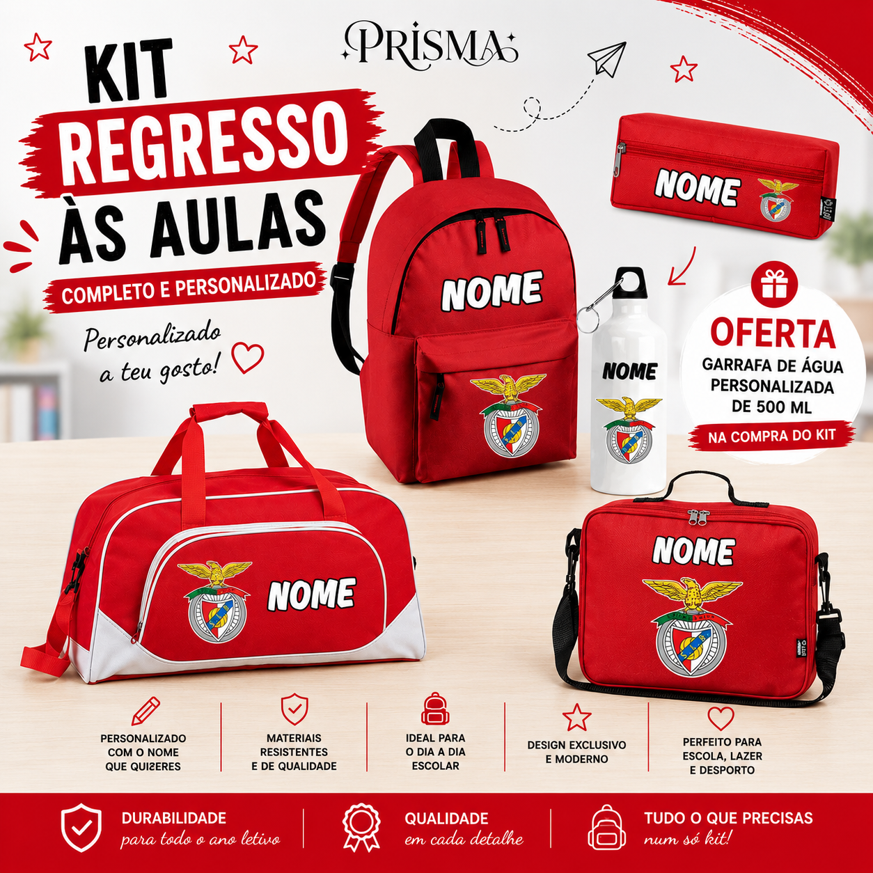Kit Regresso às Aulas Benfica | Personalizado (1º Ciclo)