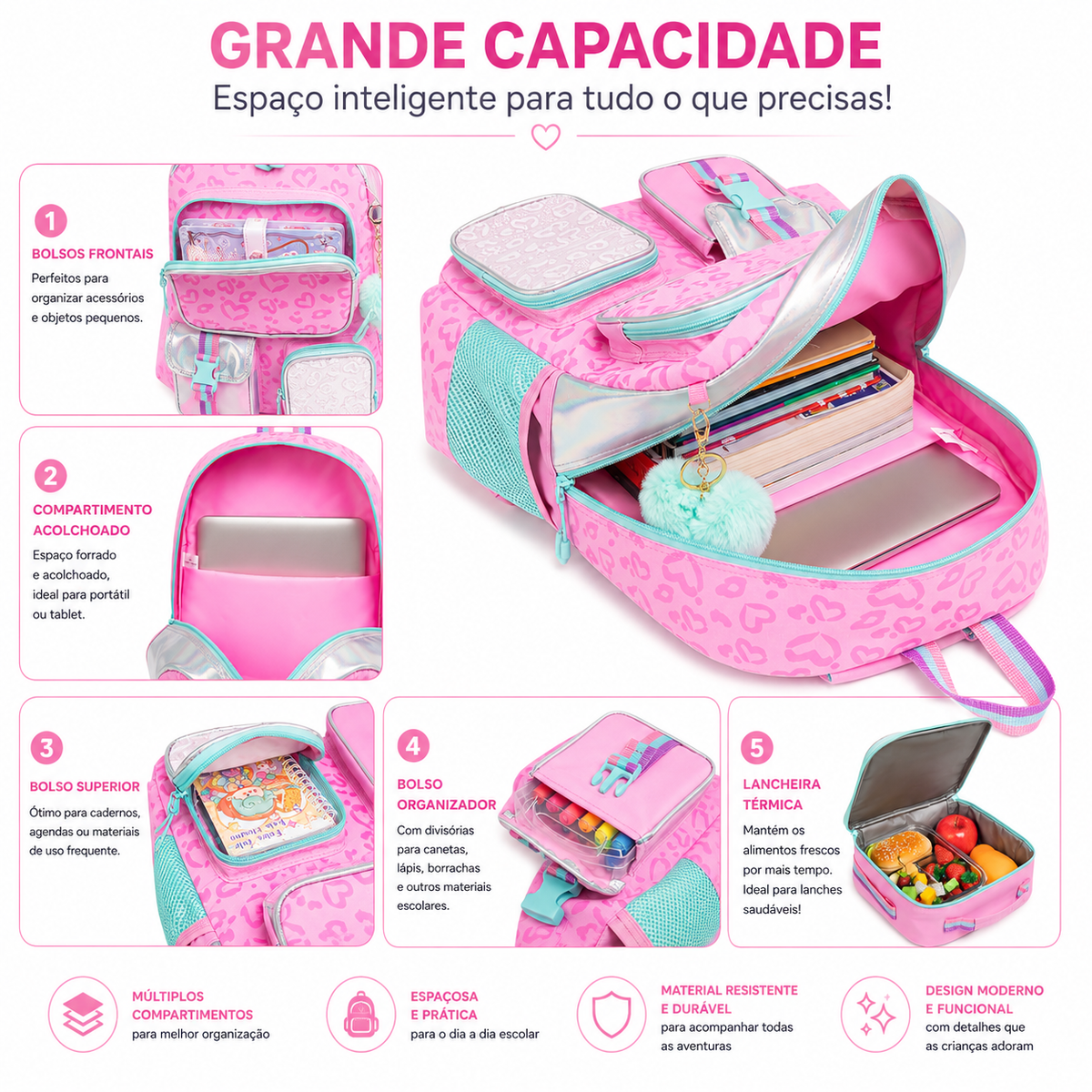 Conjunto Escolar Trolley Personalizado | Mochila + Lancheira + Estojo