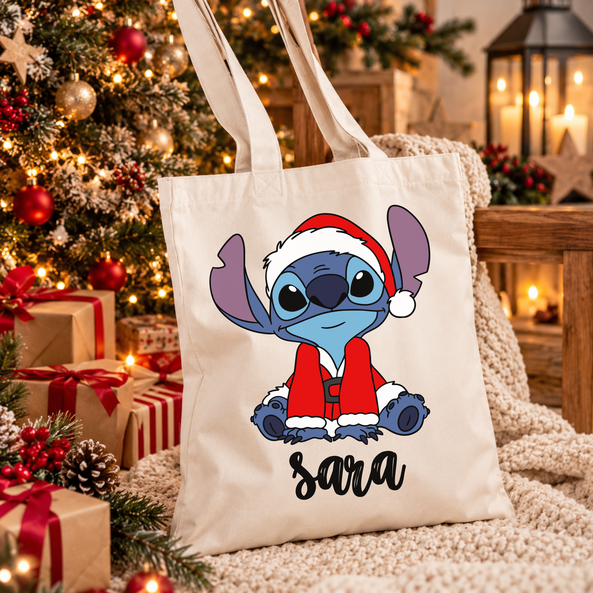 Tote Bag Personalizada '' Stitch Christmas''