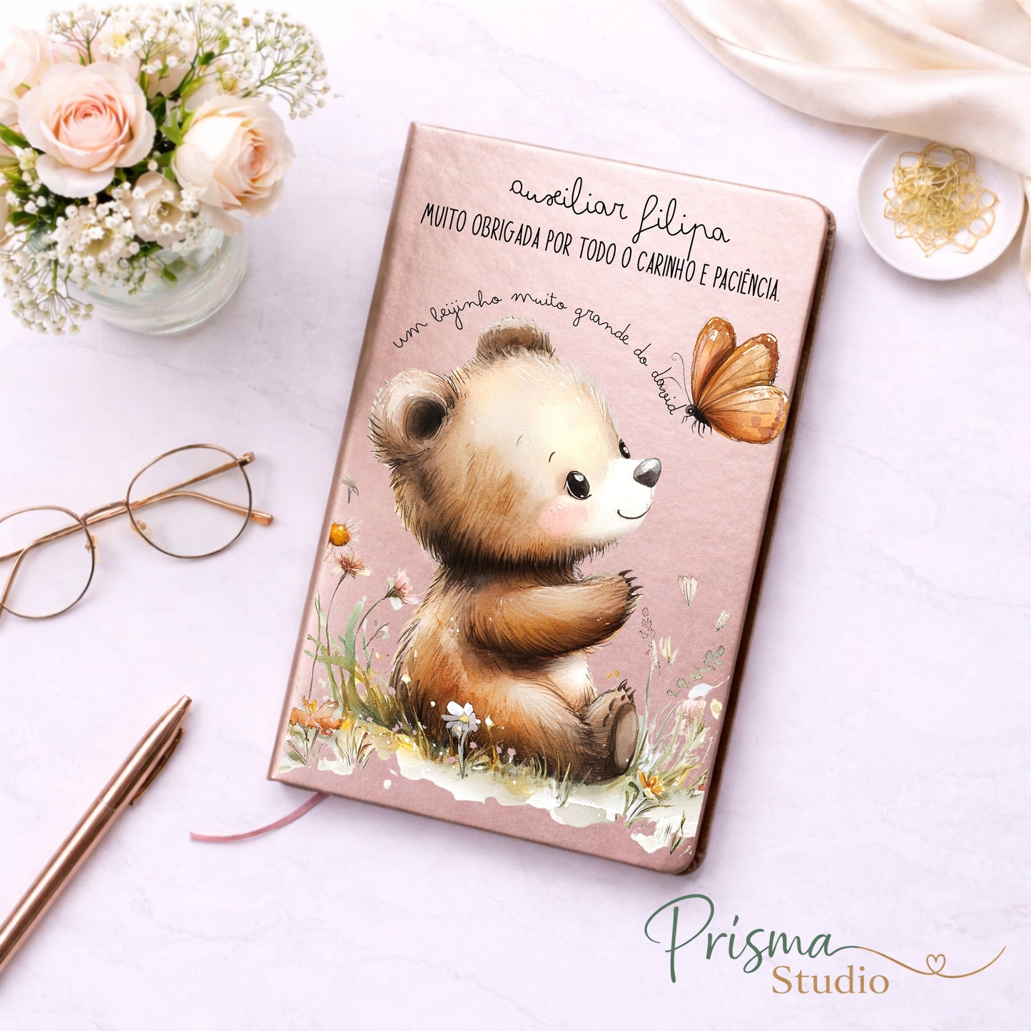 🎁 Caderno Personalizado para Auxiliar, Educadora ou Professora – Presente Especial de Agradecimento