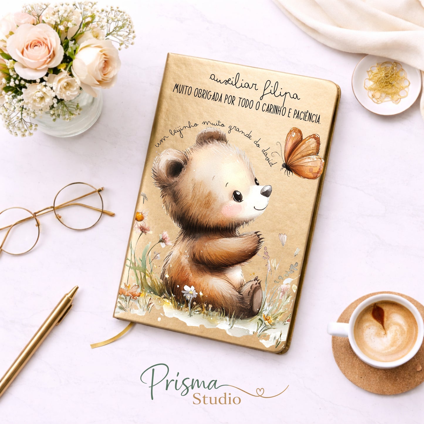 🎁 Caderno Personalizado para Auxiliar, Educadora ou Professora – Presente Especial de Agradecimento