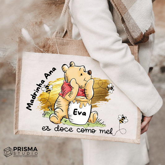 Tote Bag Premium Personalizada Madrinha – Saco de Juta Natural