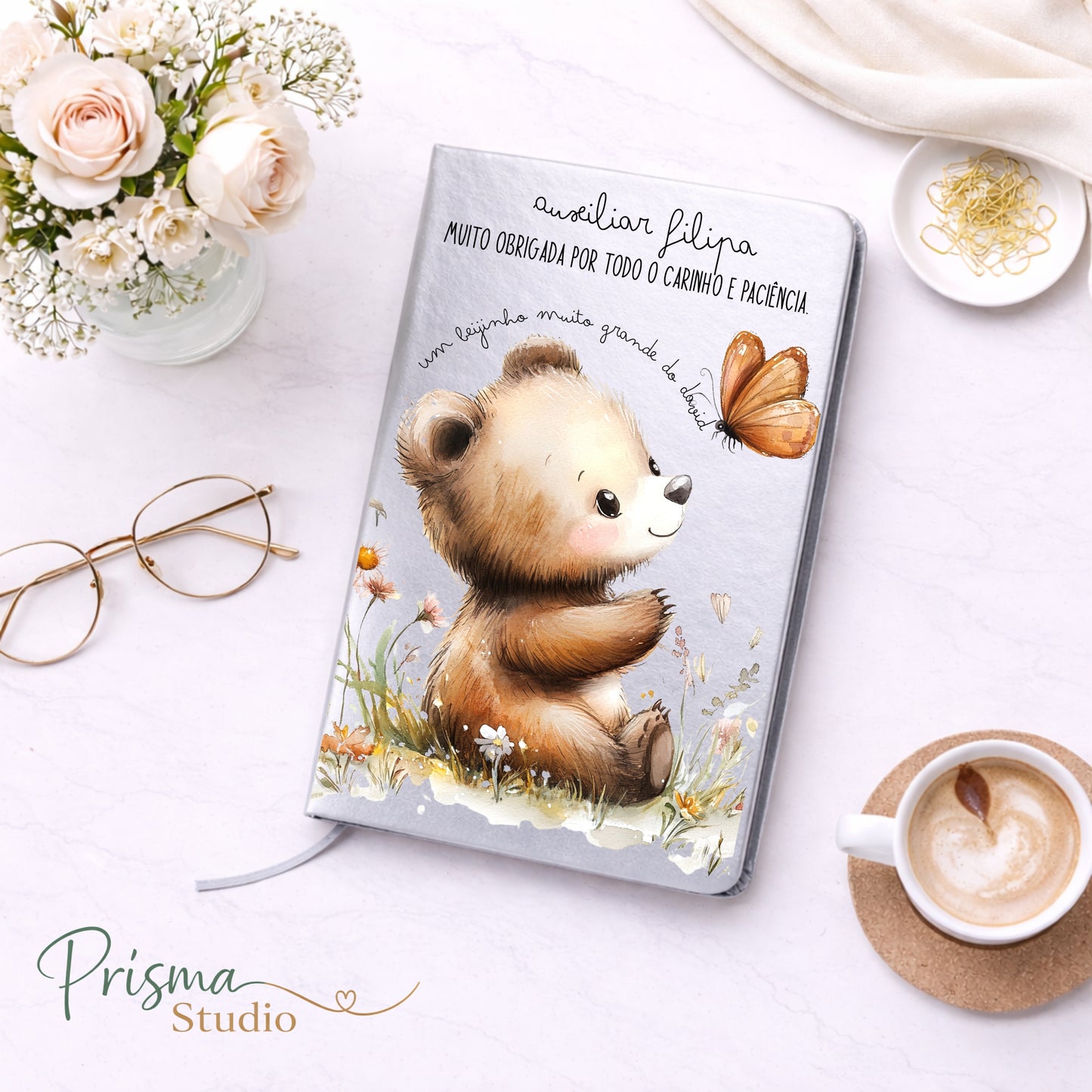 🎁 Caderno Personalizado para Auxiliar, Educadora ou Professora – Presente Especial de Agradecimento