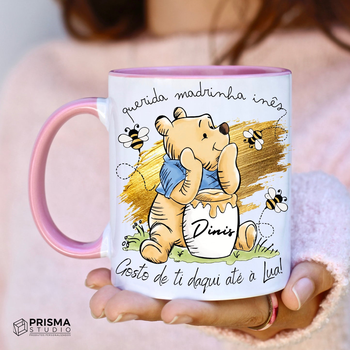 Caneca Rosa  Personalizada Madrinha – Prenda Especial de Páscoa
