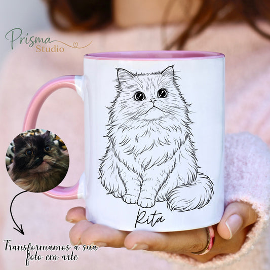 ✨ 🌸 Caneca Personalizada Pet com OFERTA ILUSTRAÇÃO - Interior Rosa