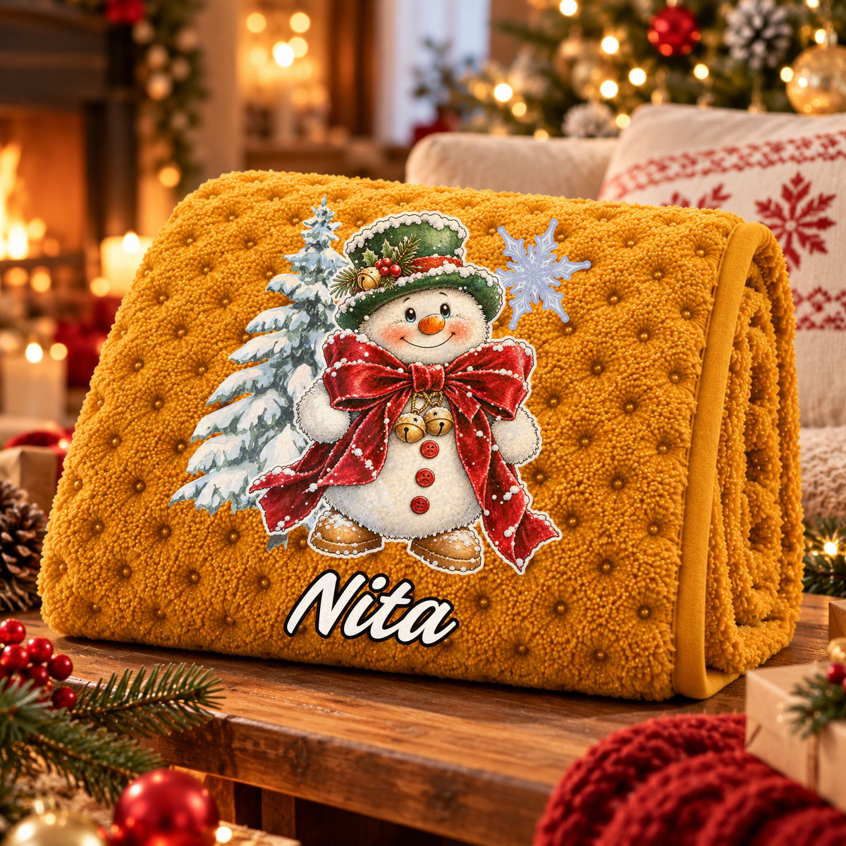 Manta Colarina Personalizada '' Snowy Christmas '' 130x160 cm
