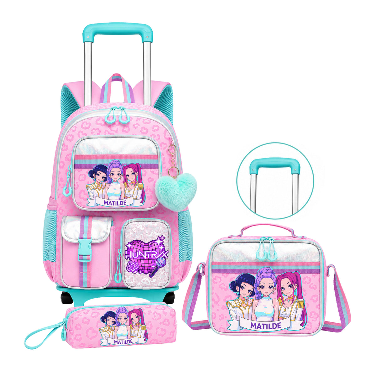 Conjunto Escolar Trolley Personalizado | Mochila + Lancheira + Estojo