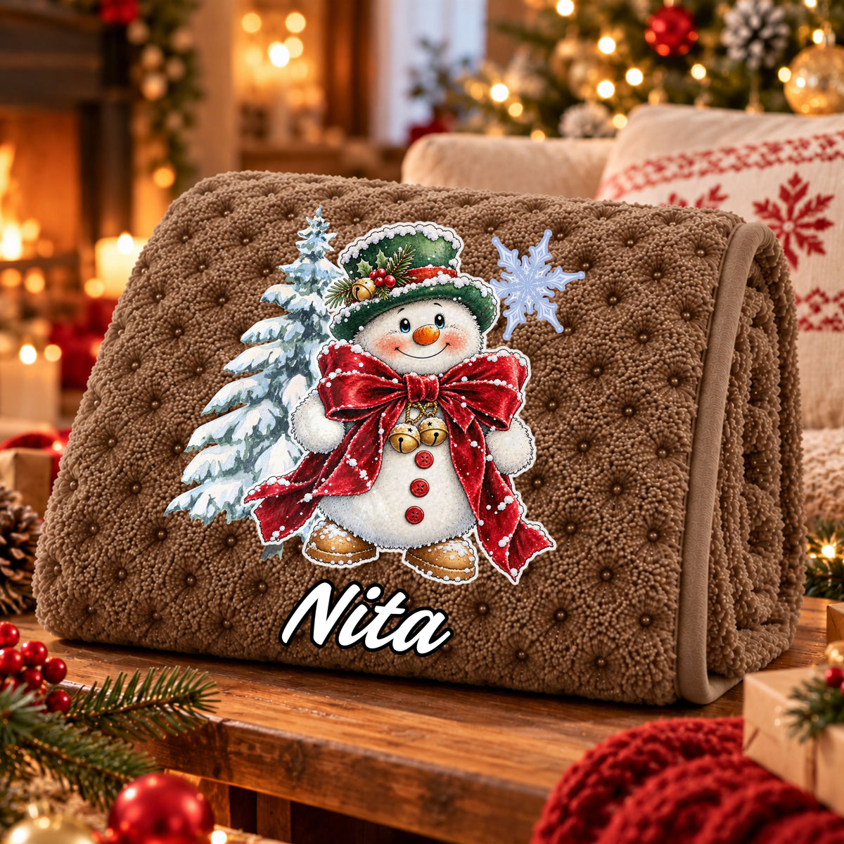 Manta Colarina Personalizada '' Snowy Christmas '' 130x160 cm