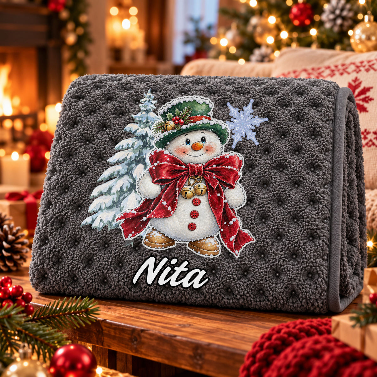 Manta Colarina Personalizada '' Snowy Christmas '' 130x160 cm