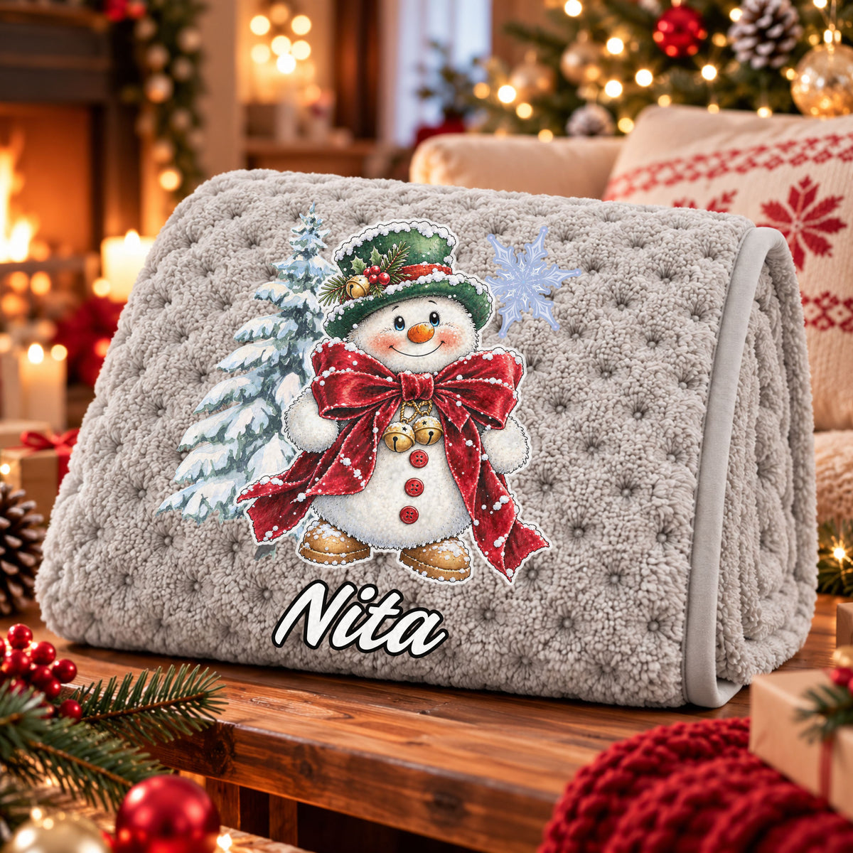 Manta Colarina Personalizada '' Snowy Christmas '' 130x160 cm