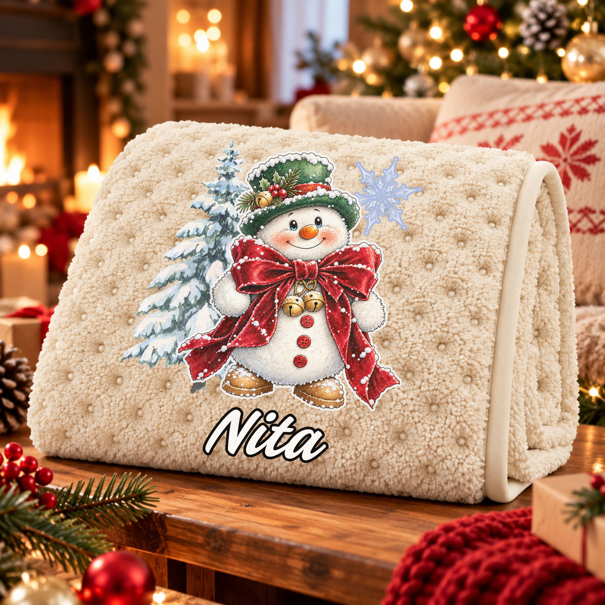 Manta Colarina Personalizada '' Snowy Christmas '' 130x160 cm