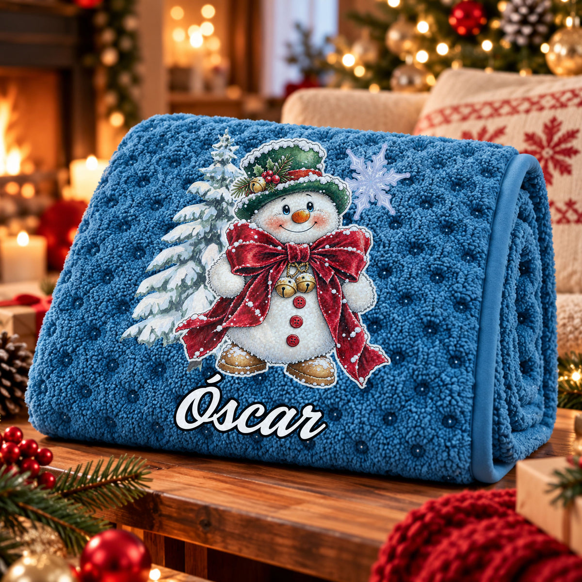 Manta Colarina Personalizada '' Snowy Christmas '' 130x160 cm