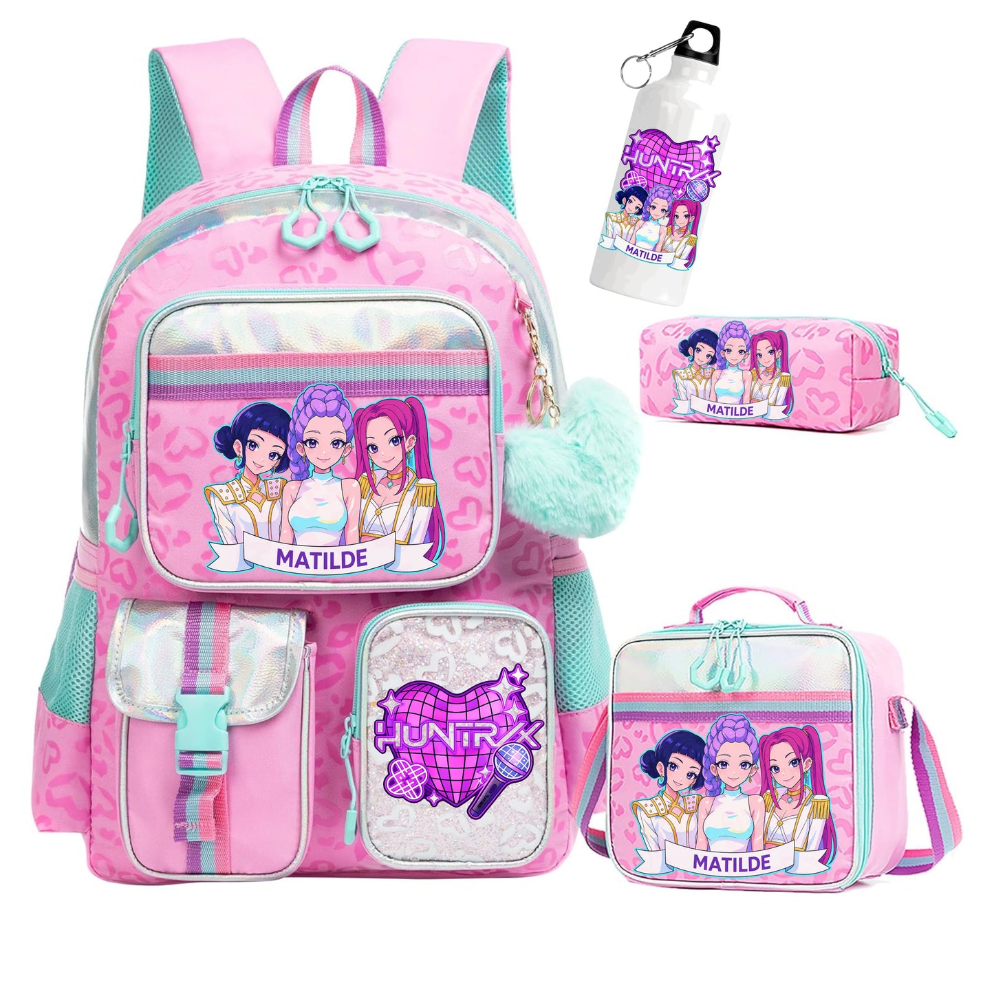 Conjunto escolar | Huntrix | Mochila + Lancheira + Estojo