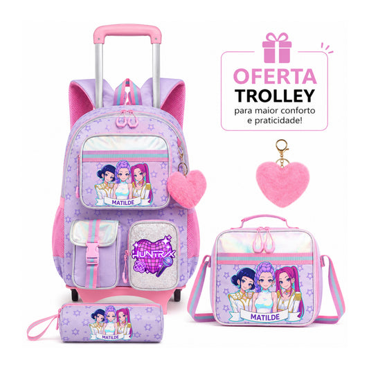 Conjunto Escolar Trolley Personalizado | Mochila + Lancheira + Estojo