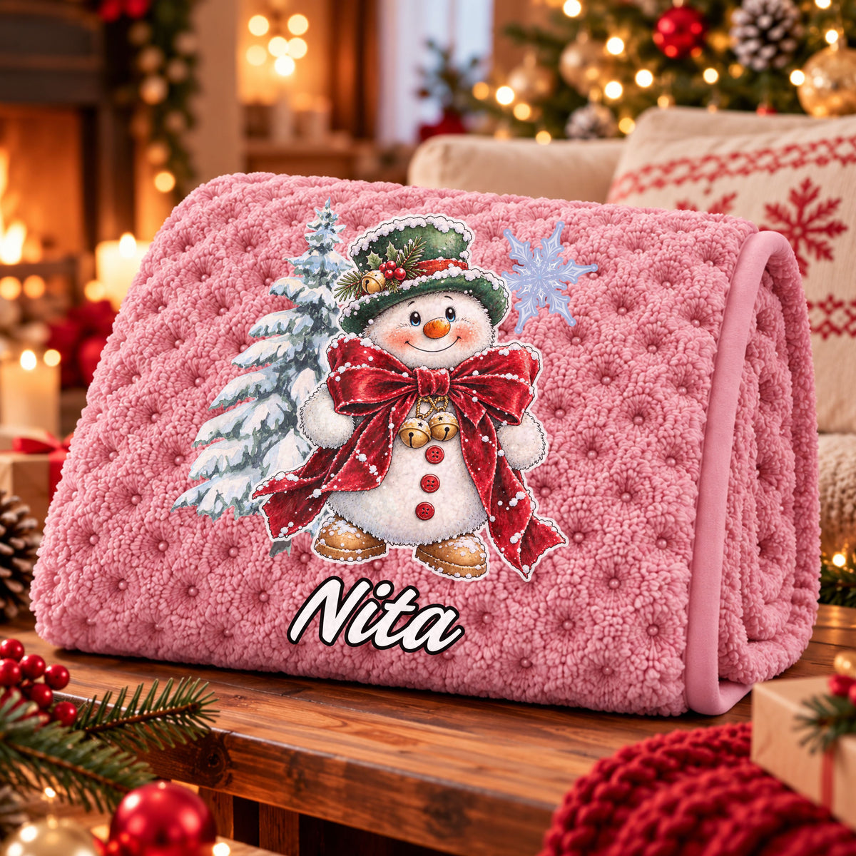Manta Colarina Personalizada '' Snowy Christmas '' 130x160 cm