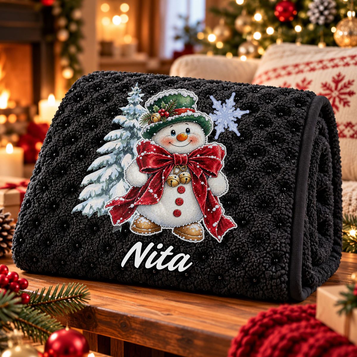Manta Colarina Personalizada '' Snowy Christmas '' 130x160 cm