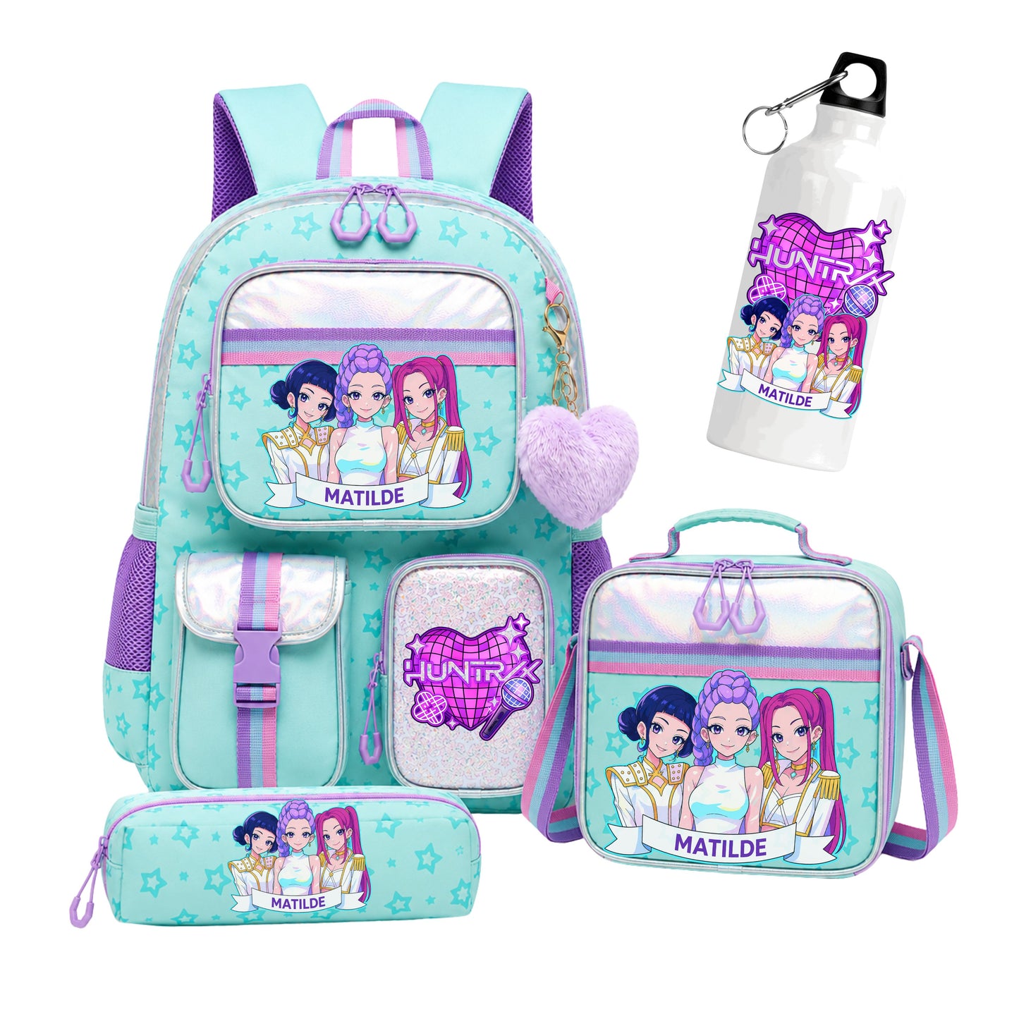 Conjunto escolar | Huntrix | Mochila + Lancheira + Estojo