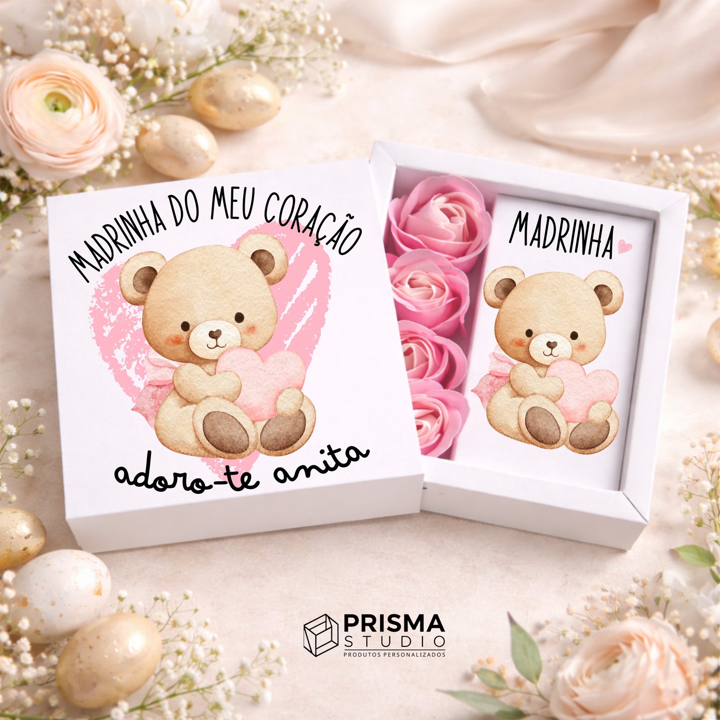 Caixa de Rosas Personalizada Madrinha do Meu Coração