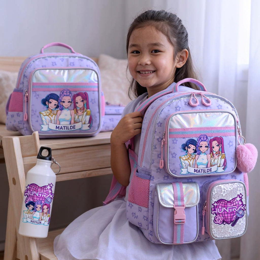 Conjunto escolar | Huntrix | Mochila + Lancheira + Estojo