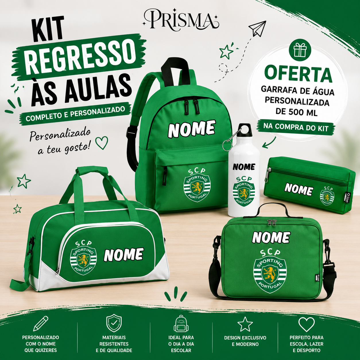 Kit Regresso às Aulas Sporting | Personalizado (1º Ciclo)