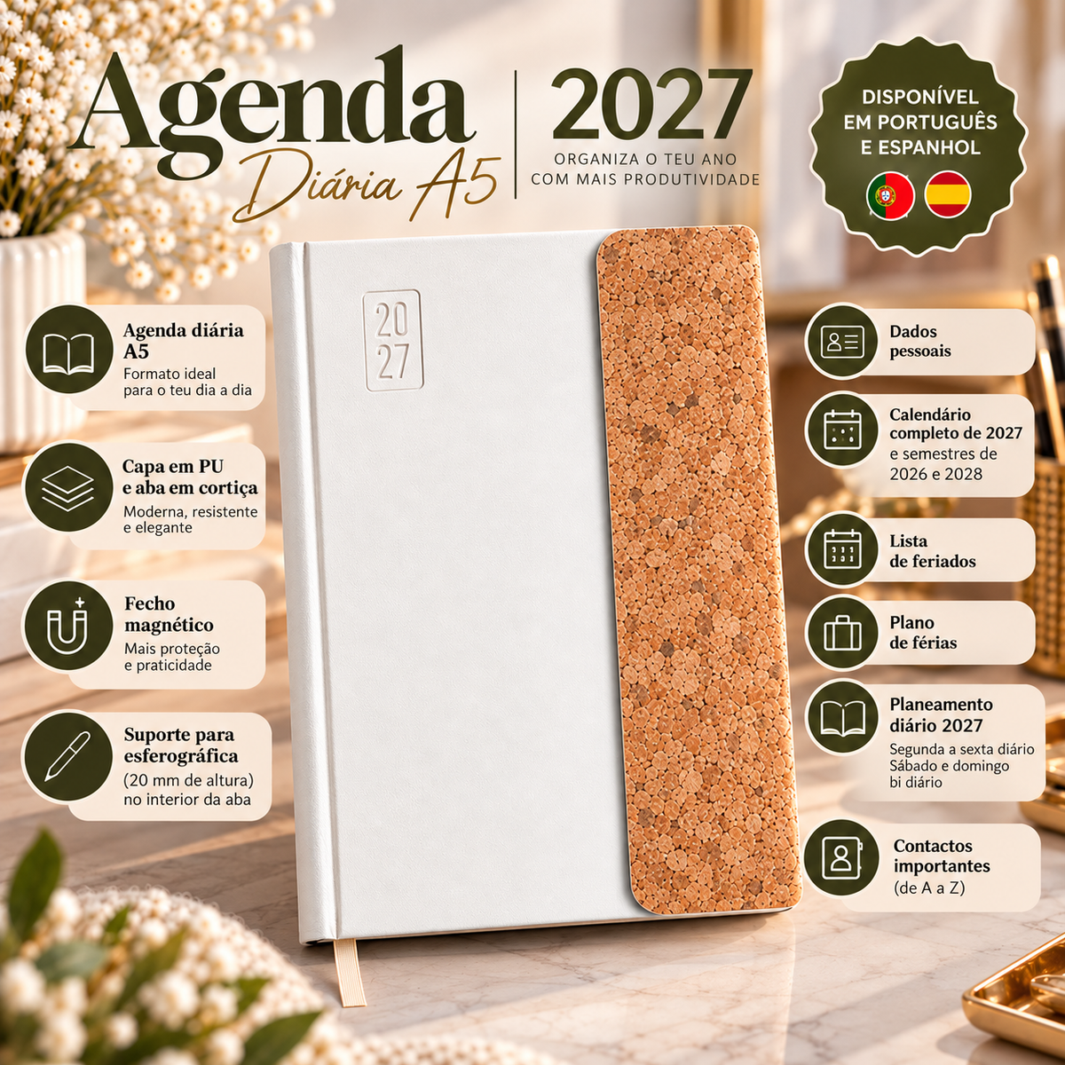 Agenda A5 2027 Personalizada | Profissões