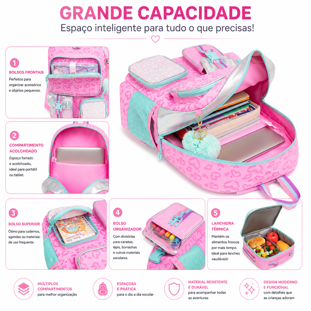 Conjunto Escolar Trolley Personalizado | Mochila + Lancheira + Estojo