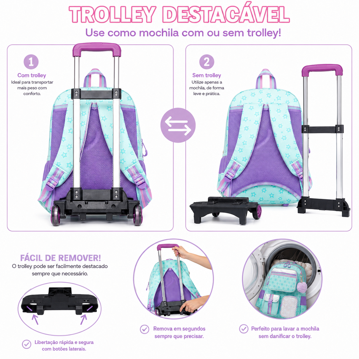 Conjunto Escolar Trolley Personalizado | Mochila + Lancheira + Estojo
