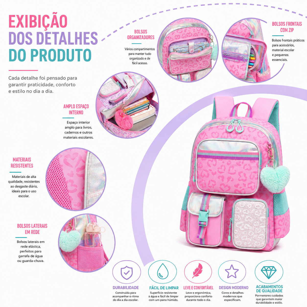Conjunto escolar | K-POP Demon Hunters | Mochila + Lancheira + Estojo