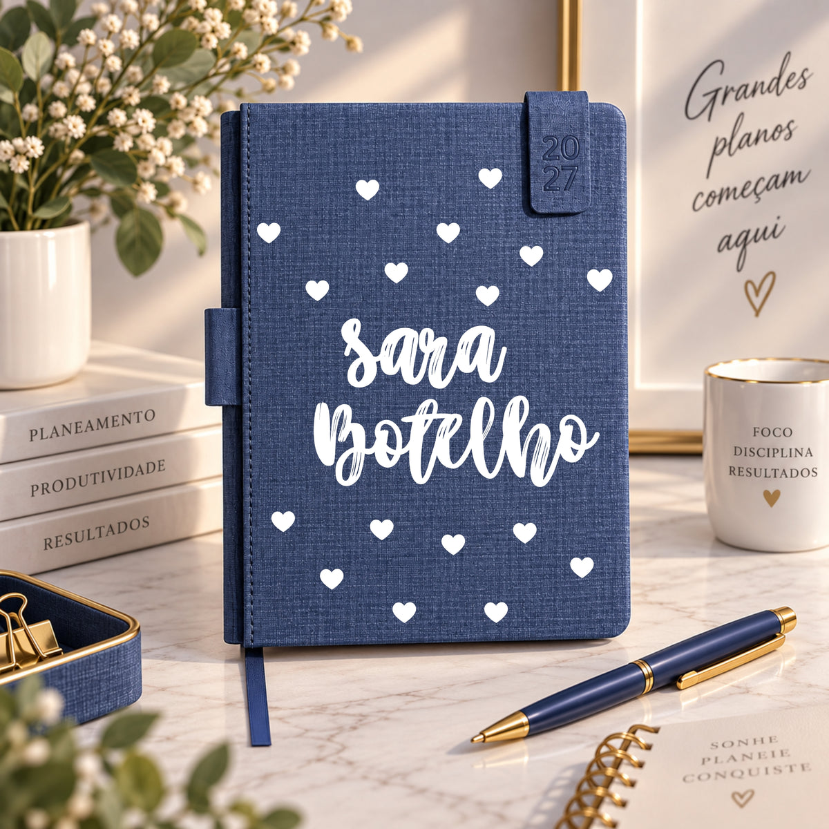 Agenda A5 2027 Personalizada | 3Corações + Nome
