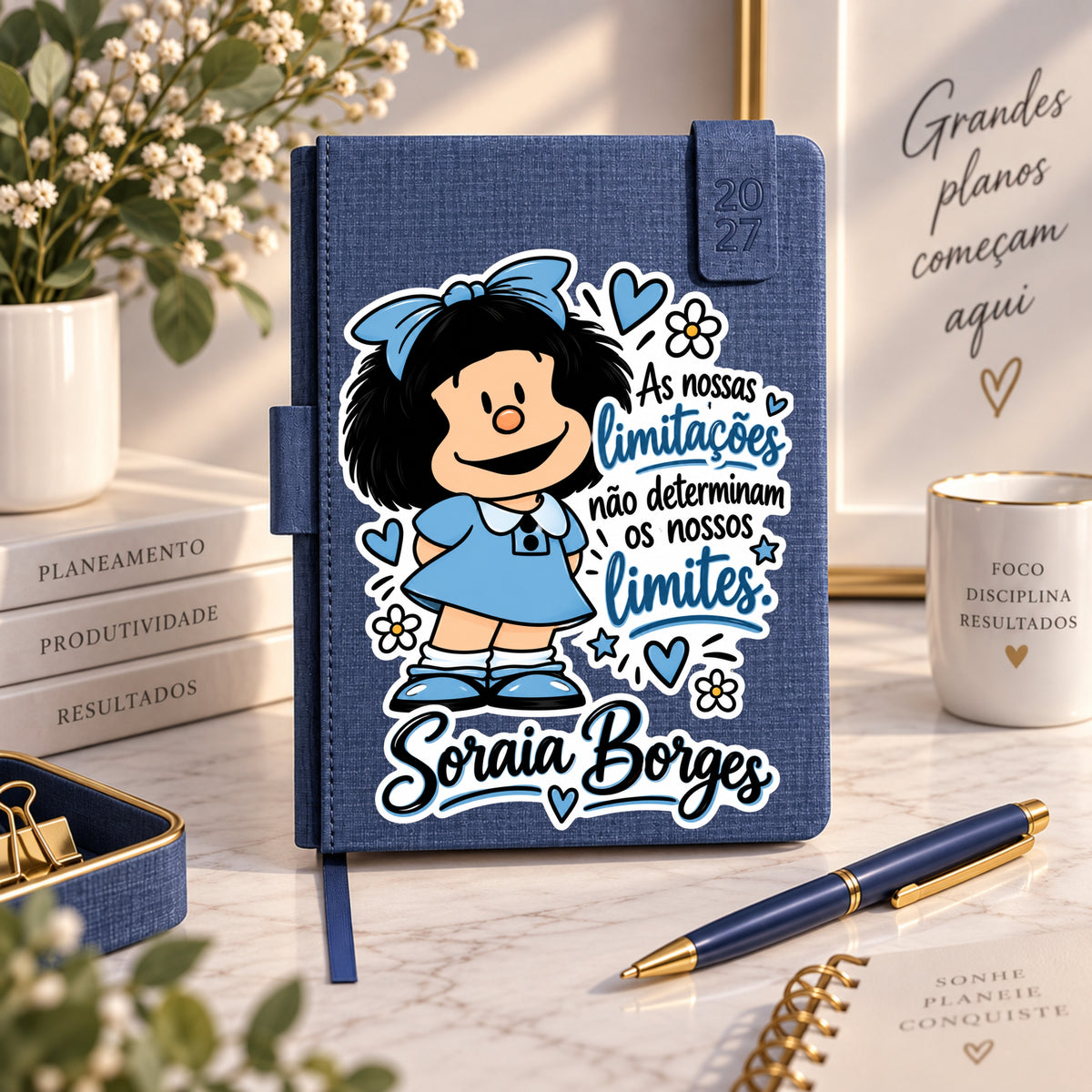 Agenda A5 2027 Personalizada | Frase Mafalda + Nome