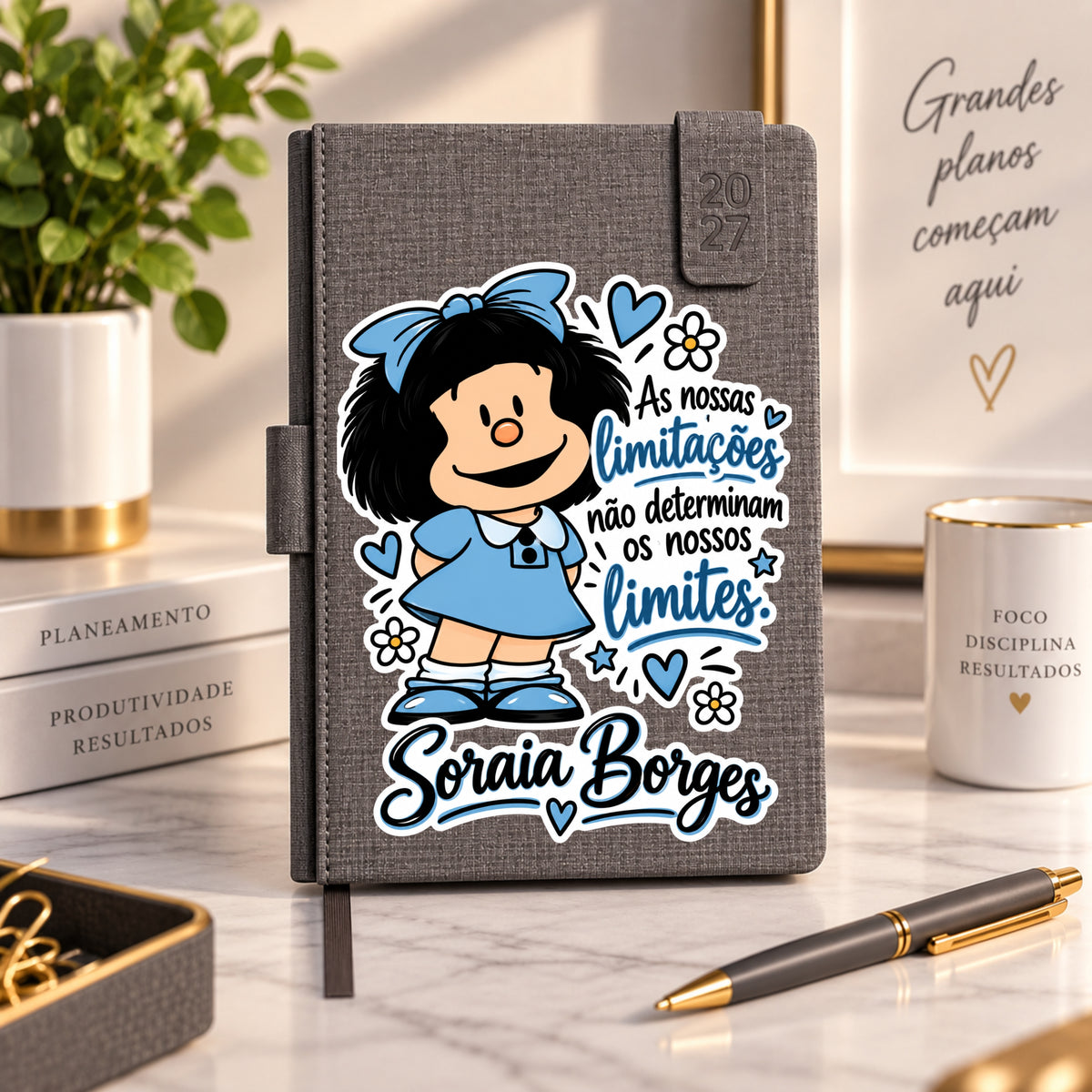 Agenda A5 2027 Personalizada | Frase Mafalda + Nome