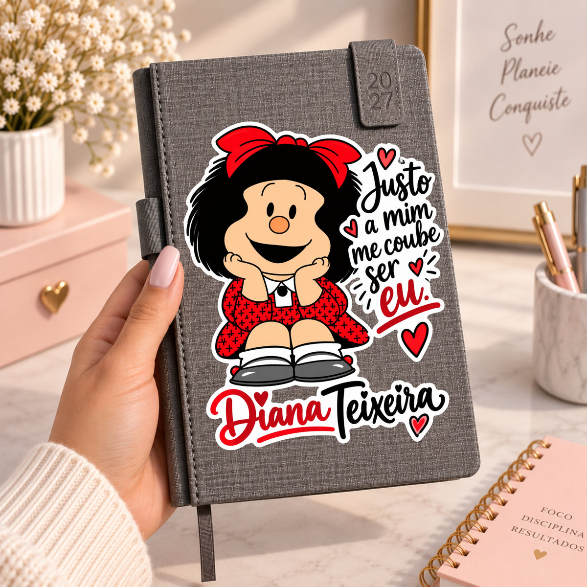 Agenda A5 2027 Personalizada | Frase Mafalda + Nome