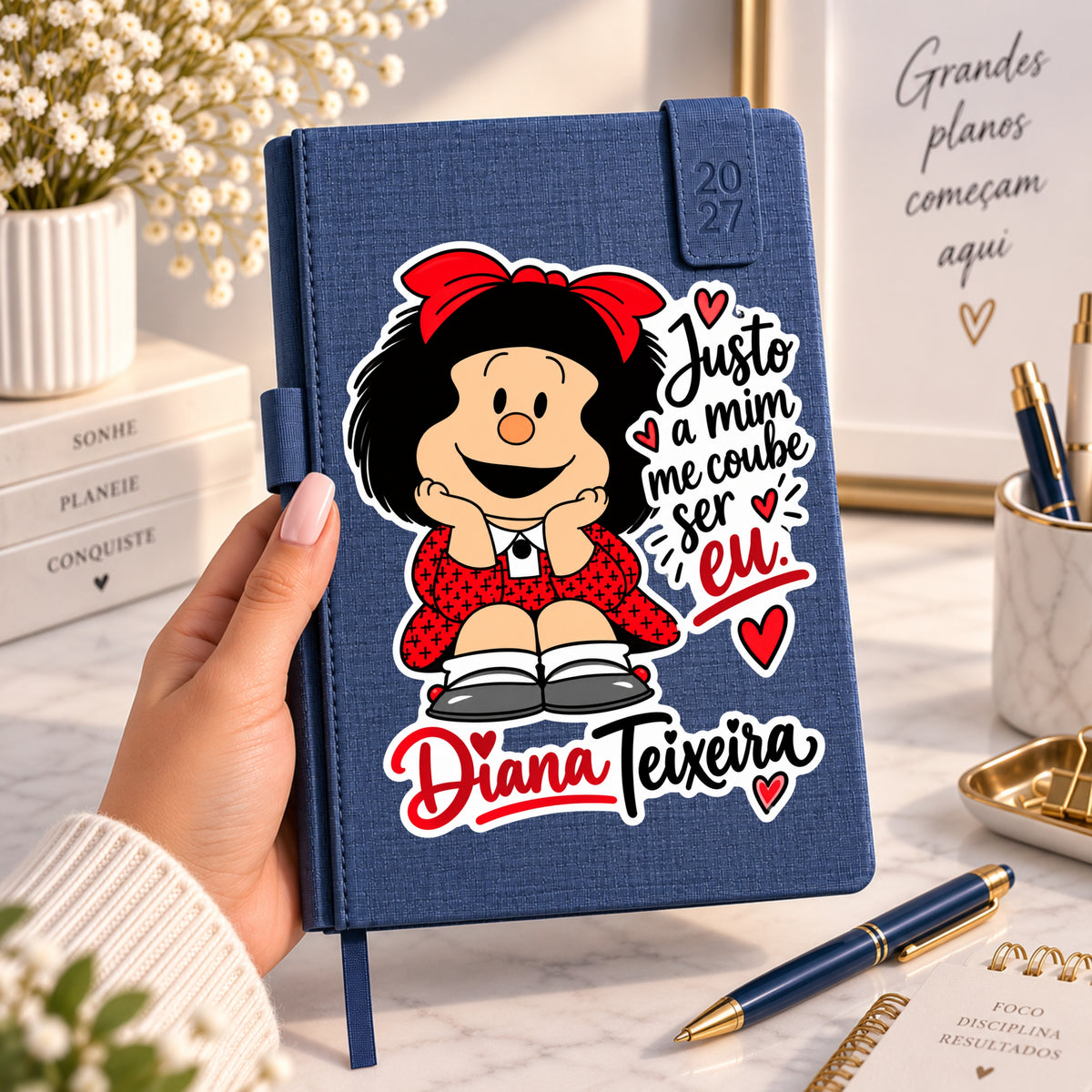 Agenda A5 2027 Personalizada | Frase Mafalda + Nome