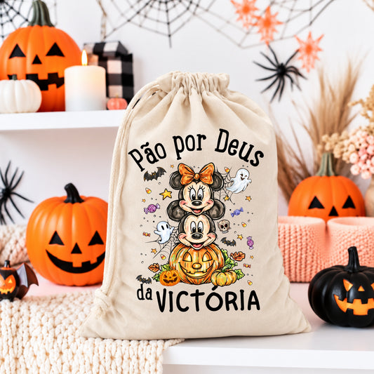 Saco Pão por Deus Halloween Mickey & Minnie