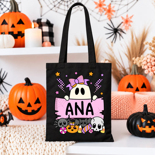 Tote Bag Preta Halloween Fantasminha