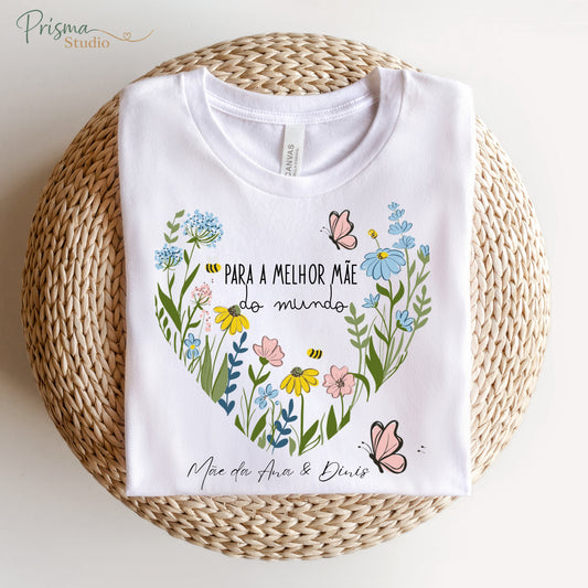 ✨👕 T-shirt  Algodão '' A melhor mãe do Mundo '' - Presente Especial Dia da Mãe