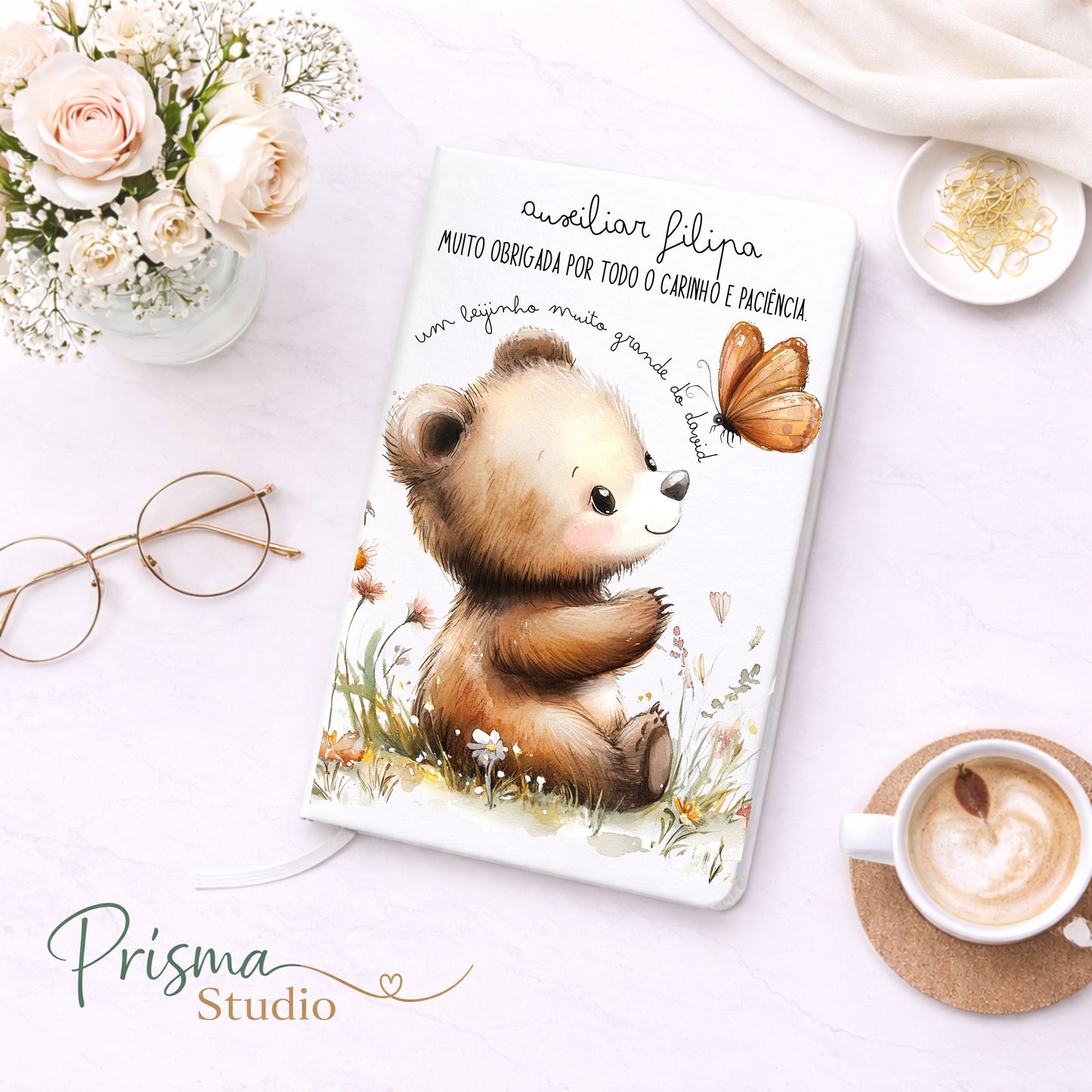 🎁 Caderno Personalizado para Auxiliar, Educadora ou Professora – Presente Especial de Agradecimento