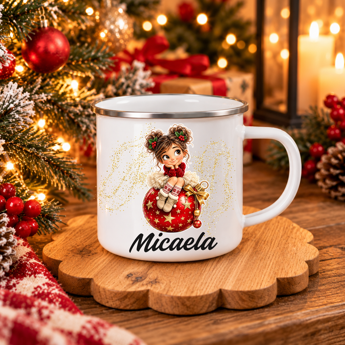 Caneca Inox Personalizada '' Girl Christmas Magic''