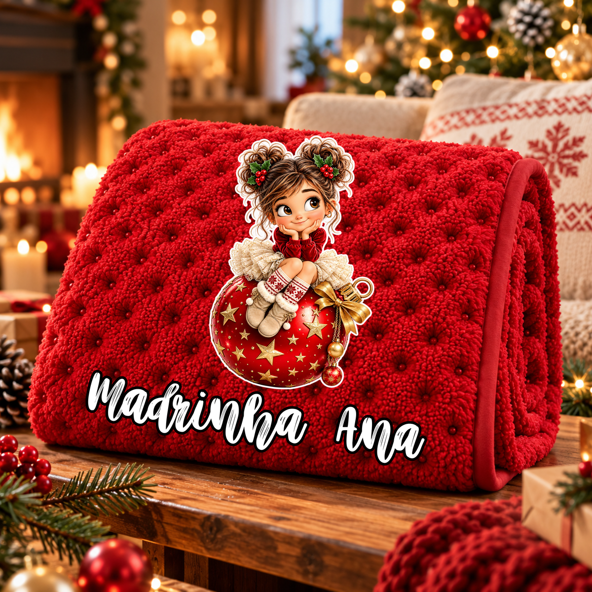 Manta Colarina Personalizada '' Girl Christmas Magic''  130x160 cm