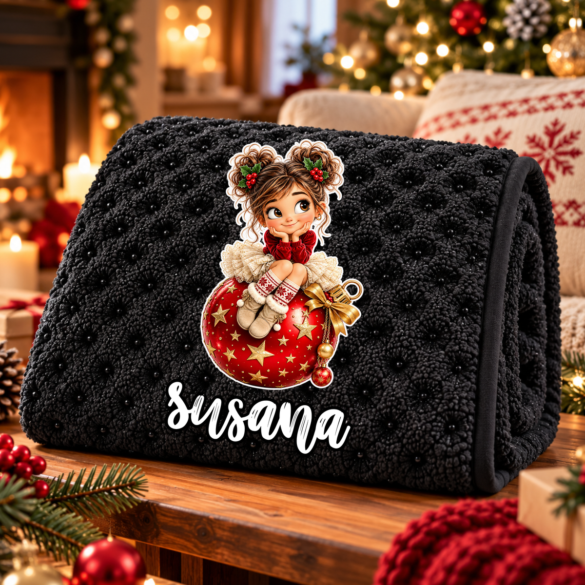 Manta Colarina Personalizada '' Girl Christmas Magic''  130x160 cm