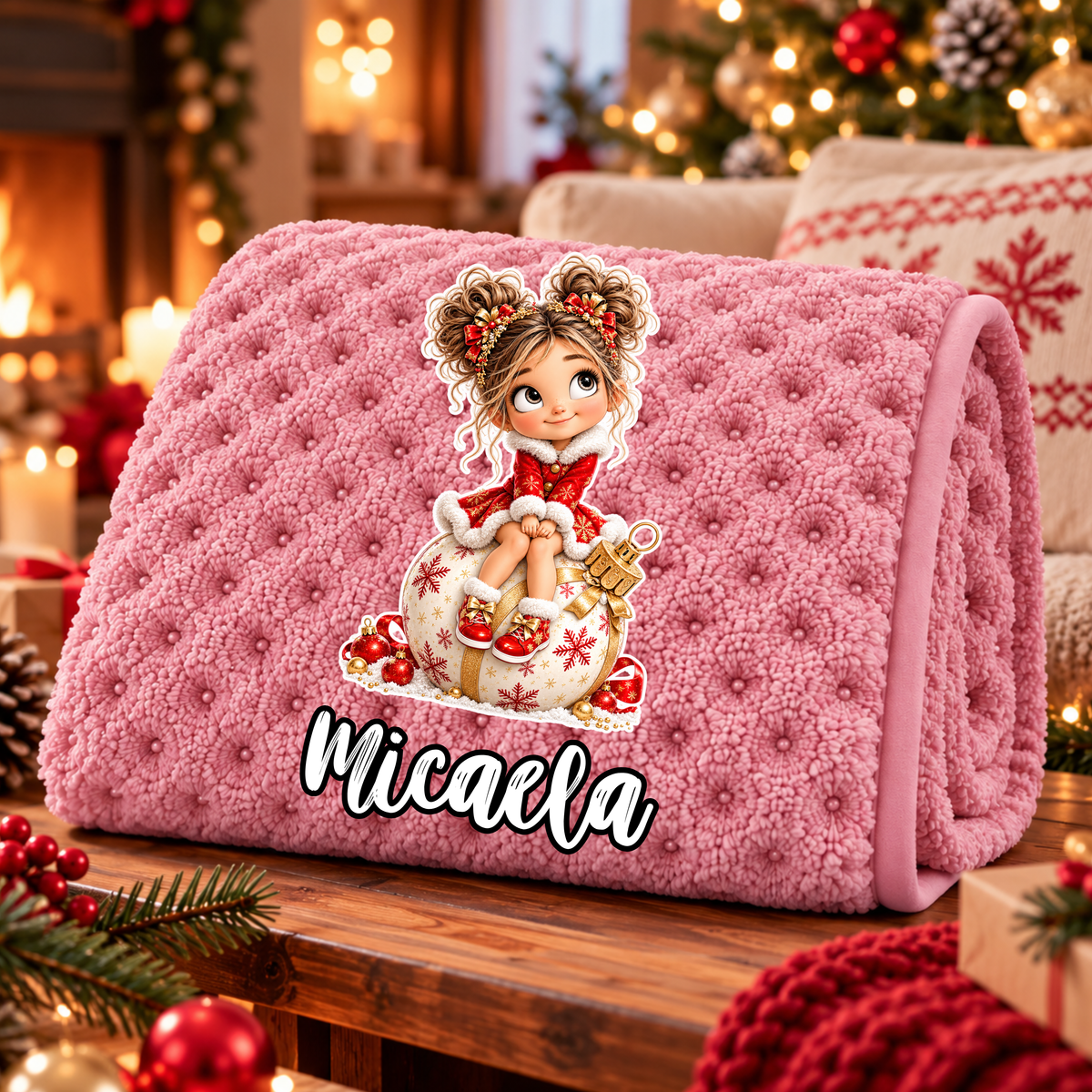 Manta Colarina Personalizada '' Girl Christmas Magic''  130x160 cm