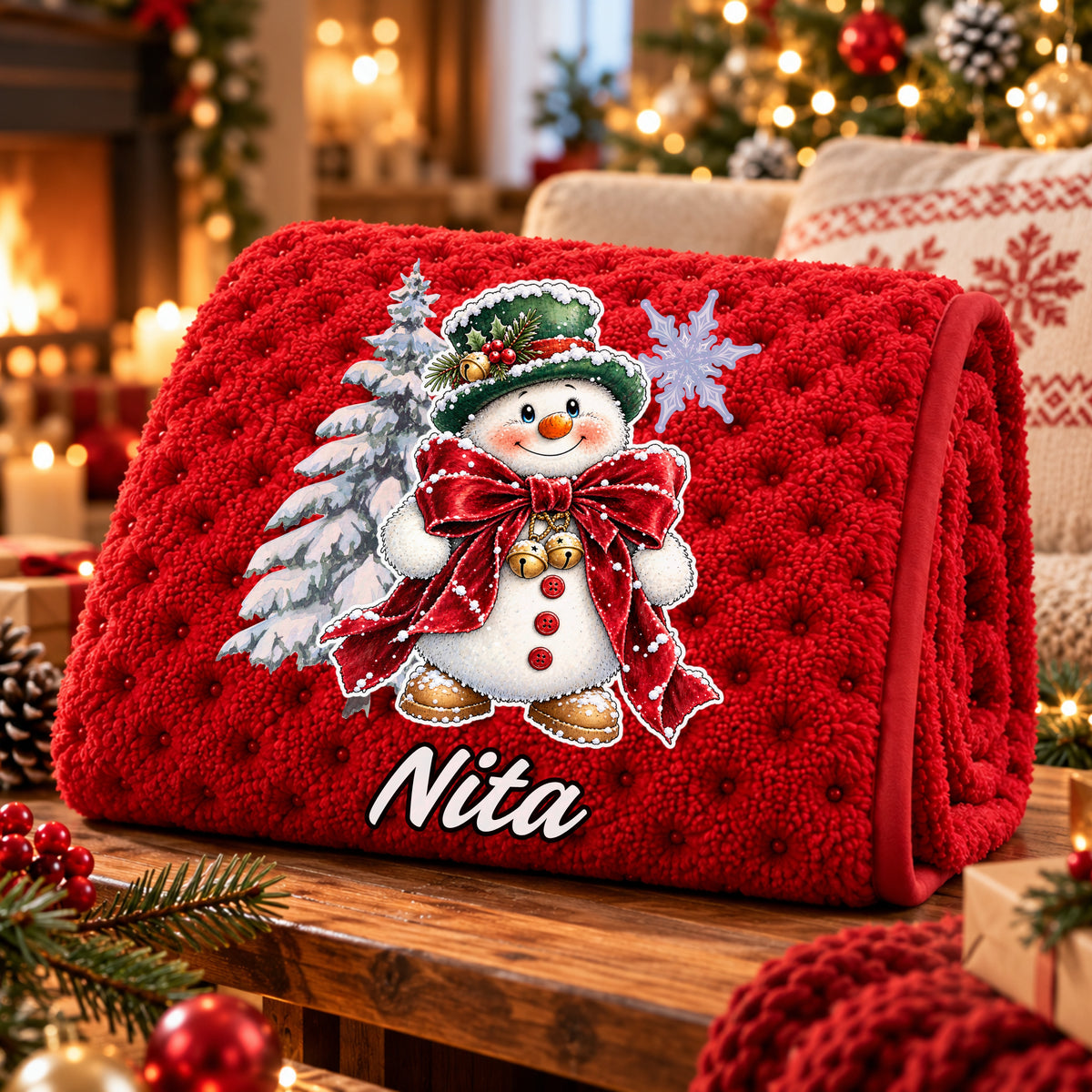 Manta Colarina Personalizada '' Snowy Christmas '' 130x160 cm