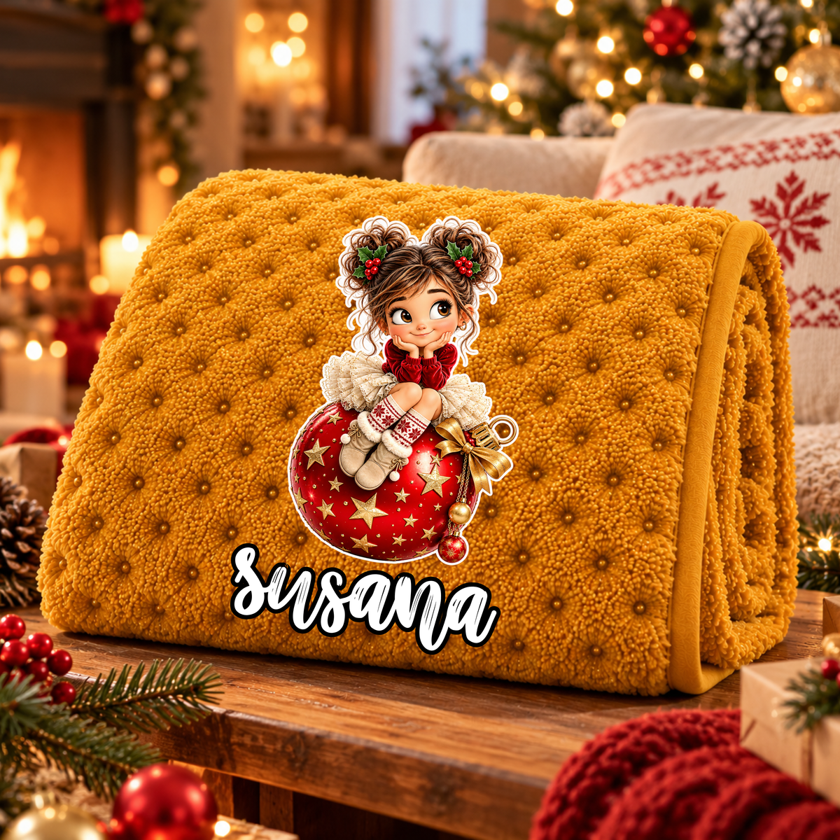 Manta Colarina Personalizada '' Girl Christmas Magic''  130x160 cm