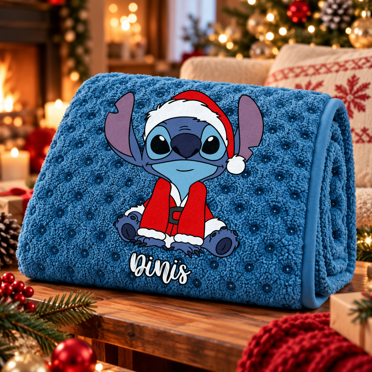 Manta Colarina Personalizada '' Stitch Christmas''   130x160 cm