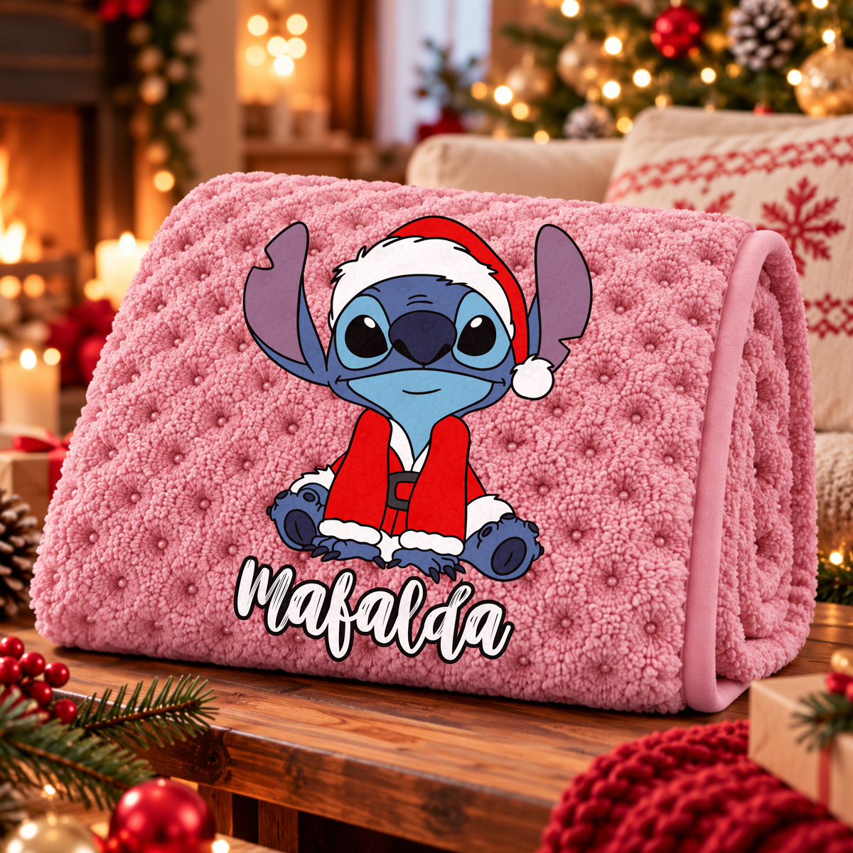 Manta Colarina Personalizada '' Stitch Christmas''   130x160 cm