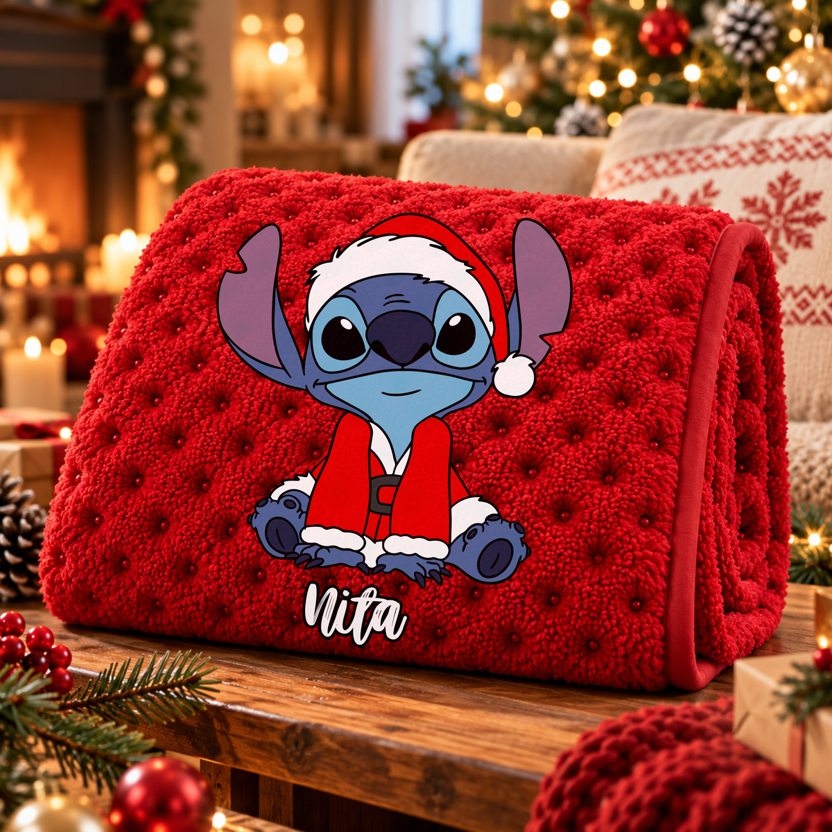 Manta Colarina Personalizada '' Stitch Christmas''   130x160 cm